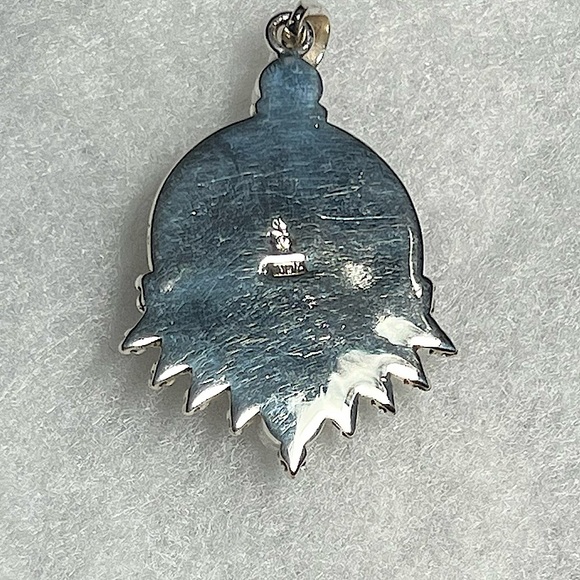 Vintage Red Jasper & Pearl Sterling Silver Pendant - Picture 2 of 4